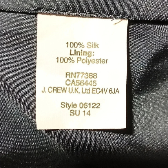 J. Crew silk chiffon crepe fairy  sleveless lined button & zip closure navy 10 - Picture 8 of 10